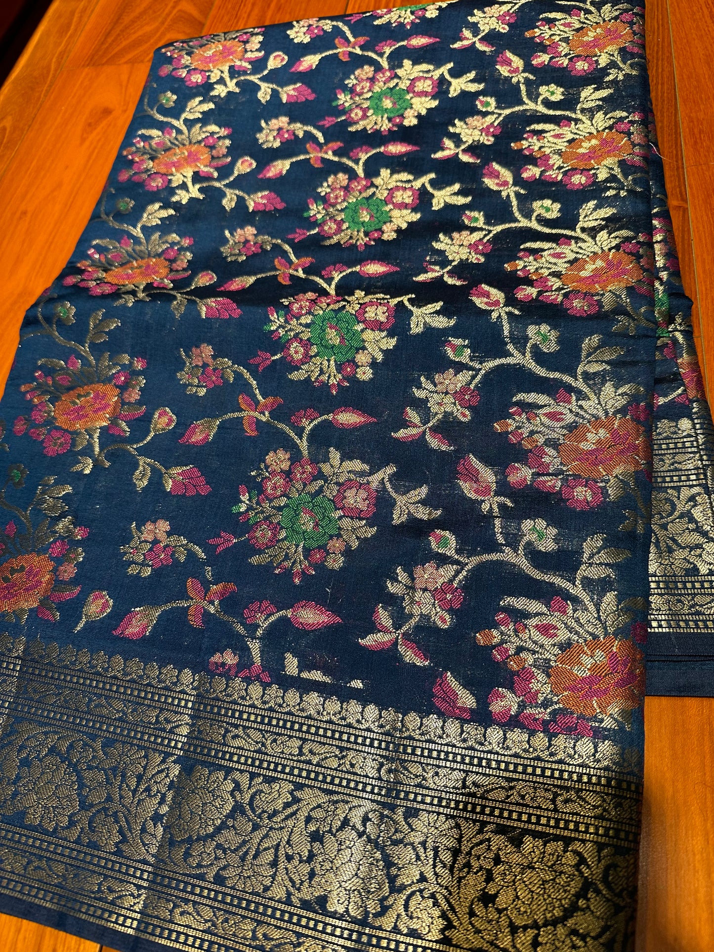 Rama green pure chiniya silk saree