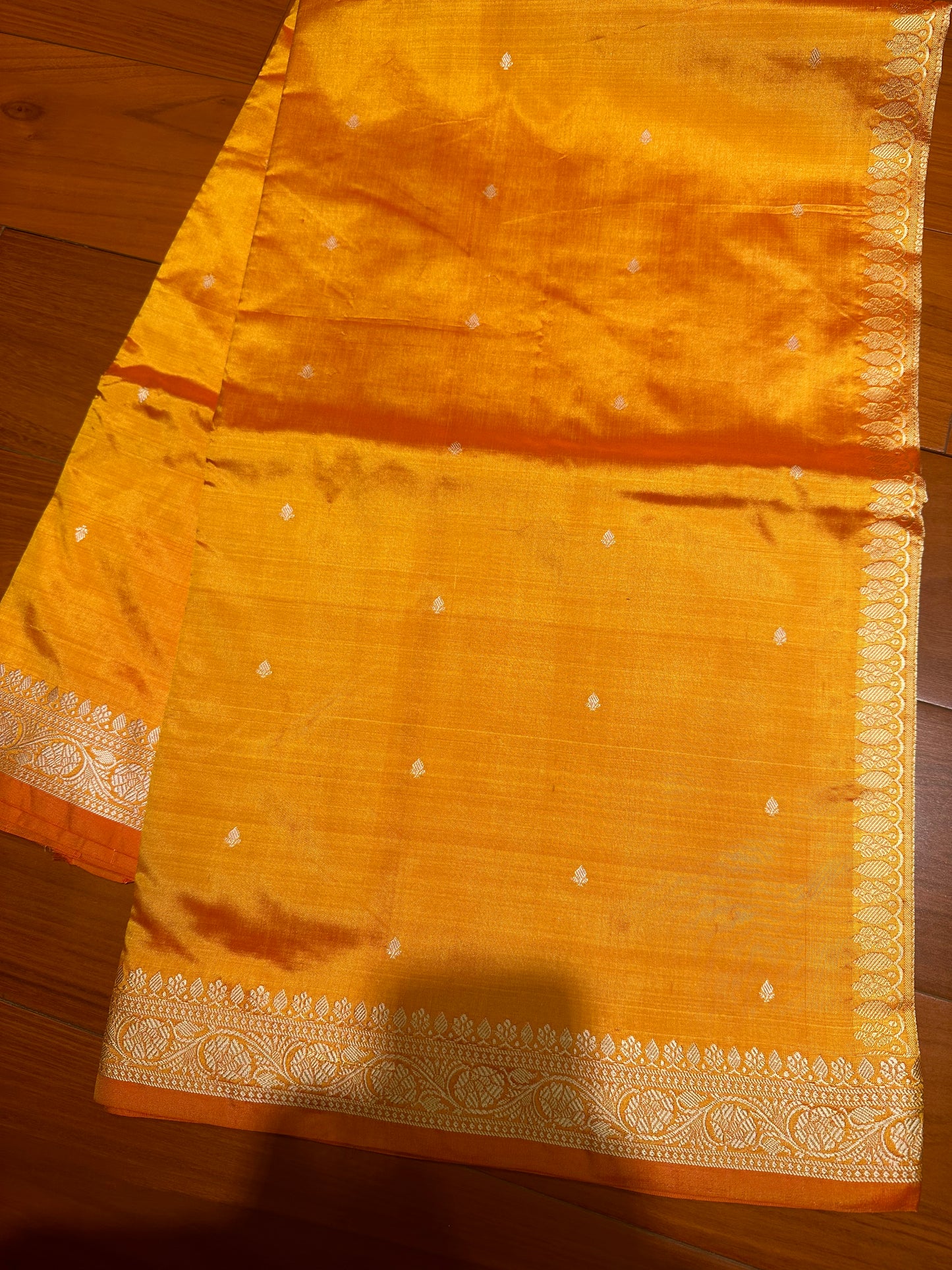 ORANGE BOOTI PURE KATAN SILK SAREE