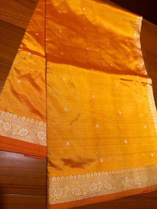 ORANGE BOOTI PURE KATAN SILK SAREE