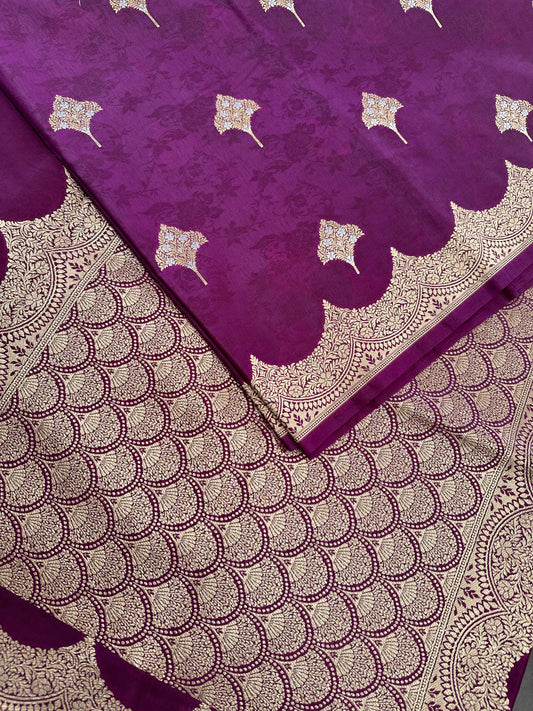 VIOLET DUPION SILK SONA ROOPA SAREE