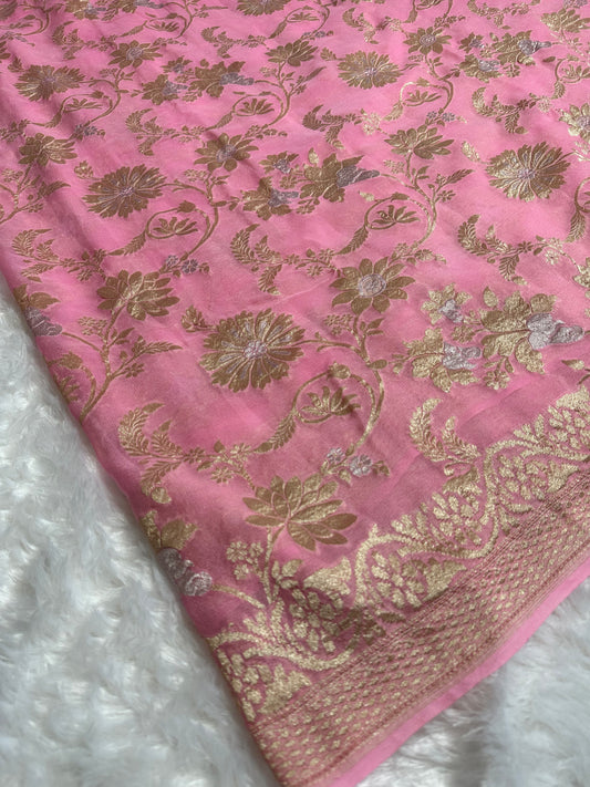 PINK PURE KHADDI GEORGETTE SAREE