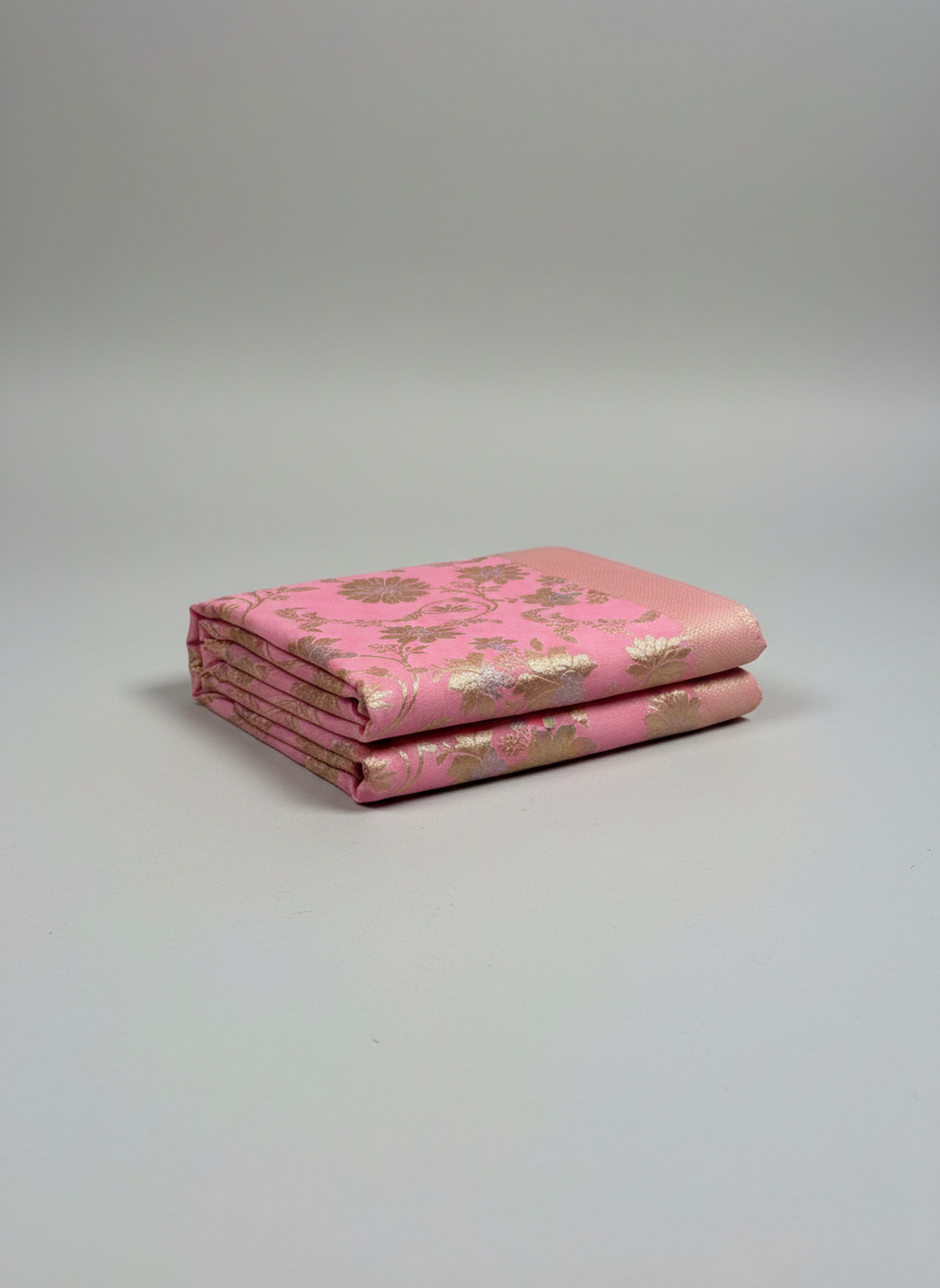 Pink pure georgette saree