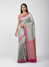 WHITE PINK PURE GEORGETTE SAREE