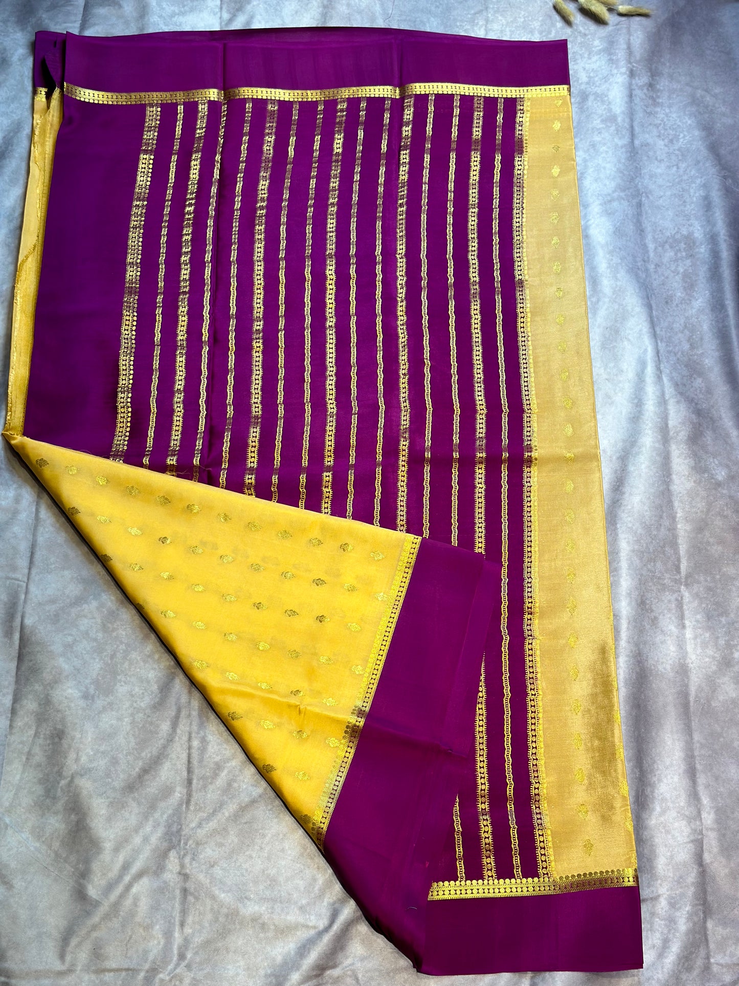 Honey- wine shade Soundarya butta pure crepe saree