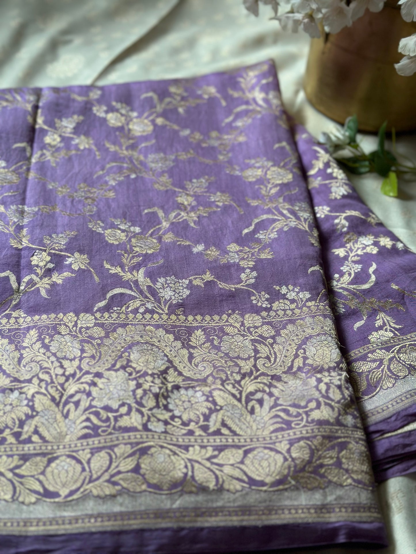 LILAC KATAN WITH CHINIYA TUSSAR SAREE