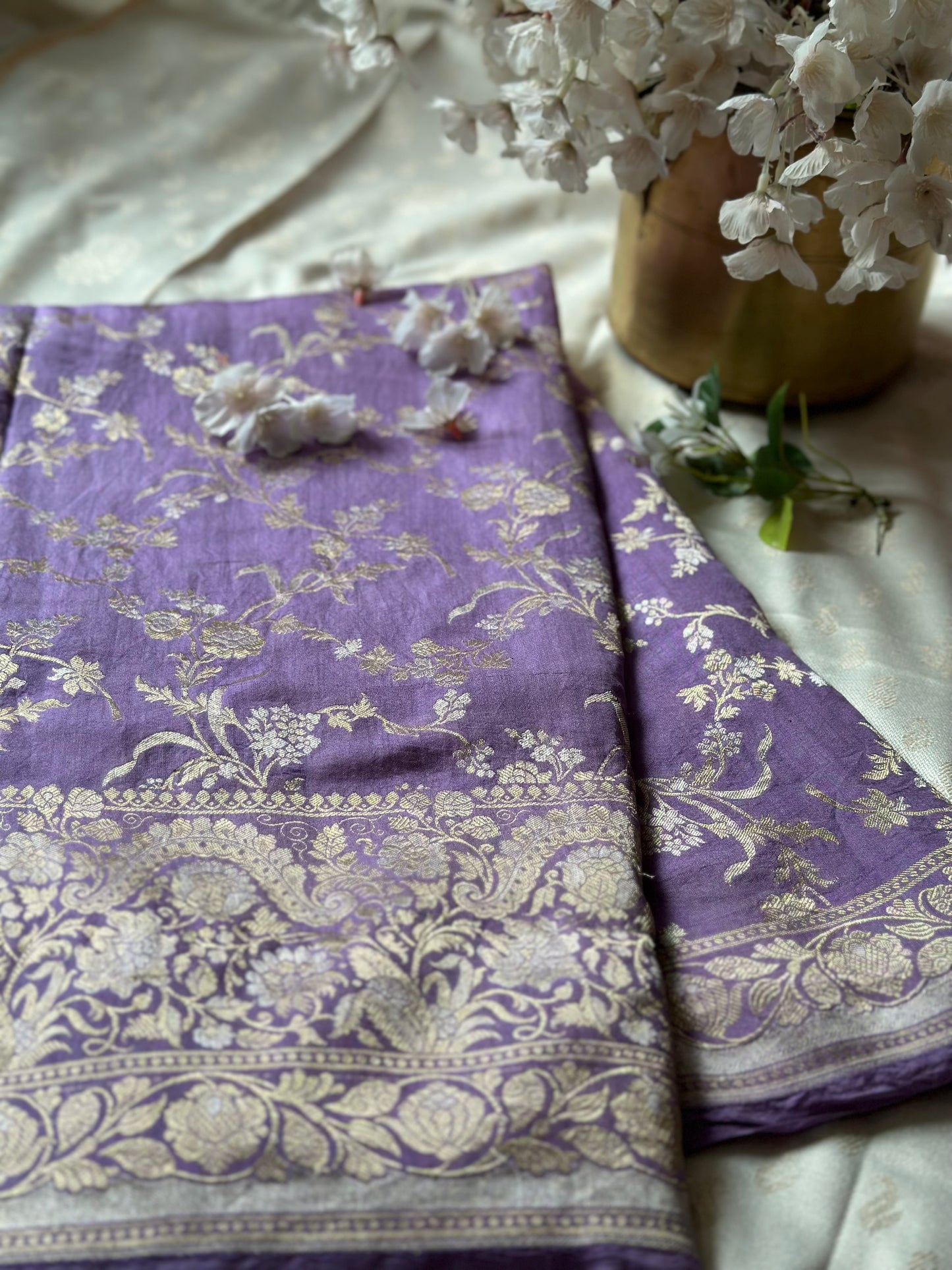 LILAC KATAN WITH CHINIYA TUSSAR SAREE