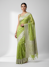 Pista green chiffon georgette saree
