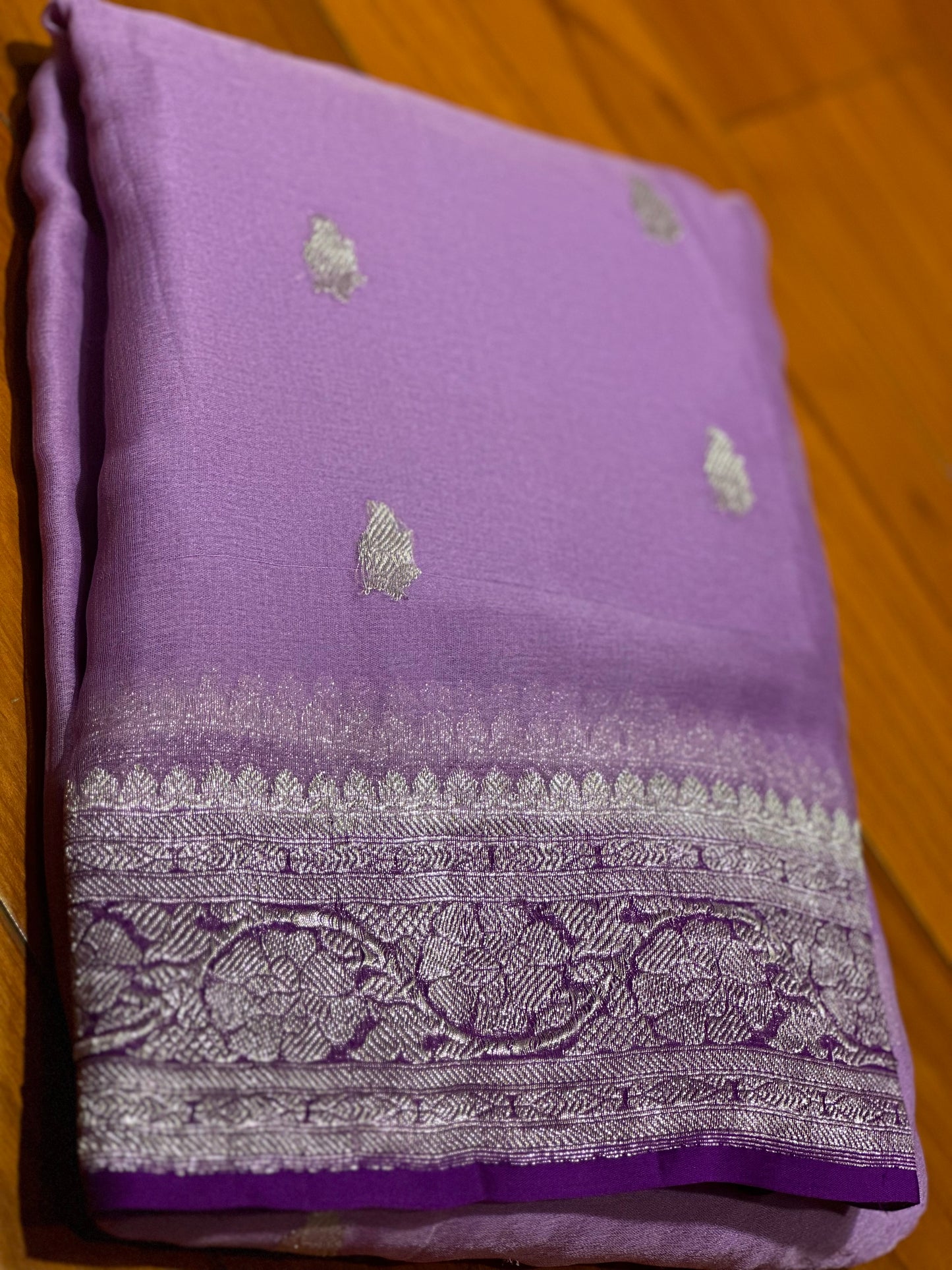 Lavender - purple pure khaddi chiffon saree