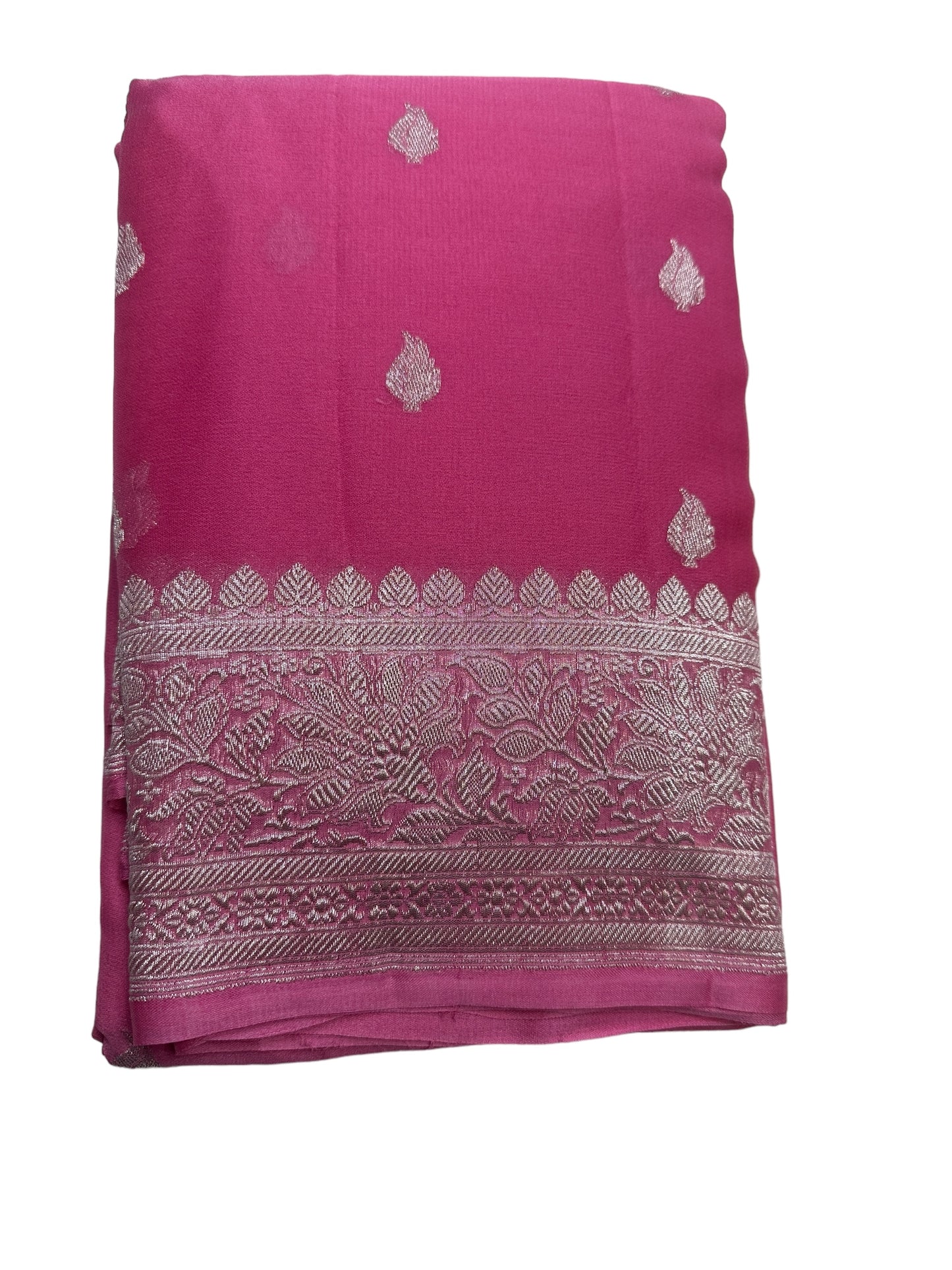 Pink chiffon georgette sari