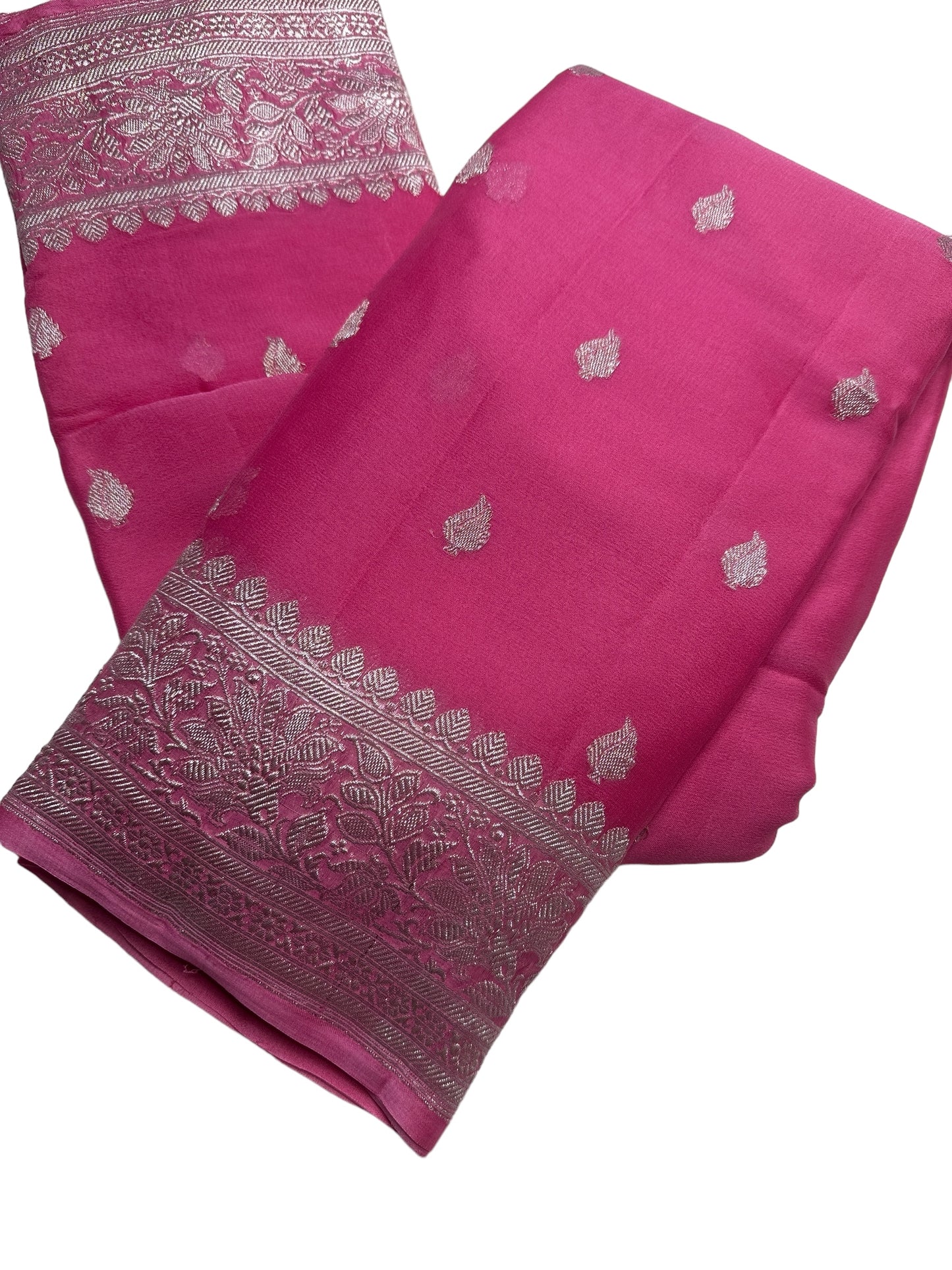 Pink chiffon georgette sari