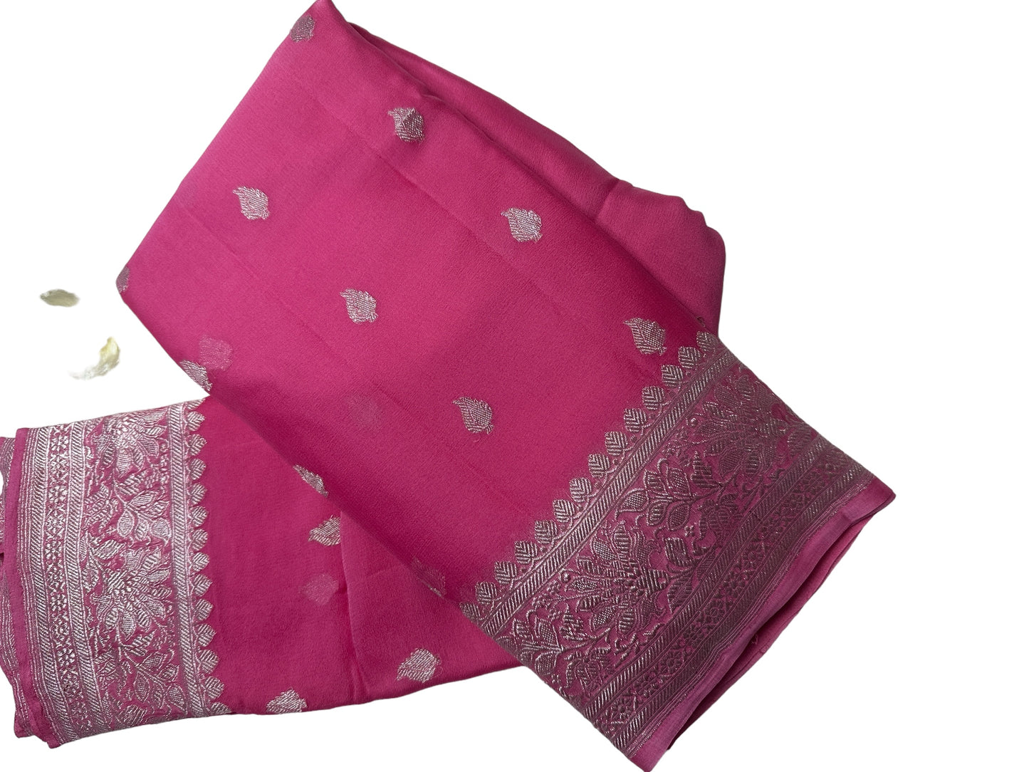 Pink chiffon georgette sari