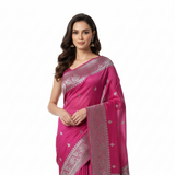 Pink chiffon georgette sari