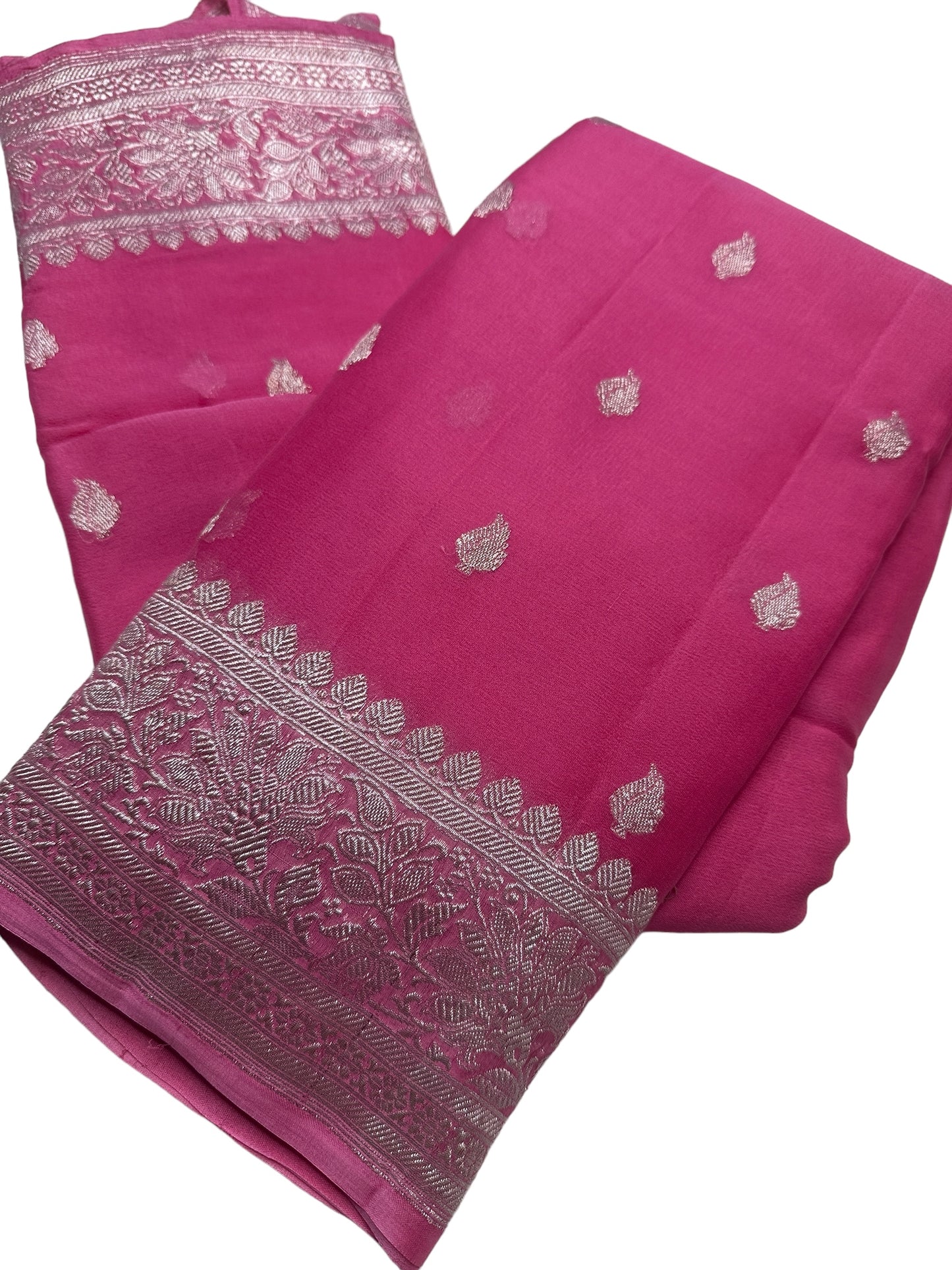 Pink chiffon georgette sari
