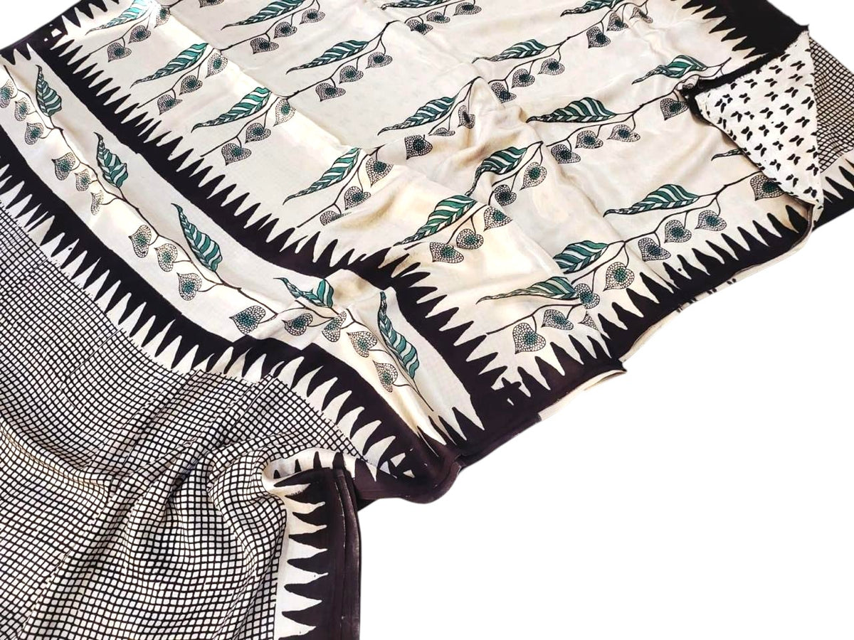 chaya checkered ajrak modal pure silk saree