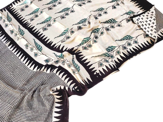chaya checkered ajrak modal pure silk saree